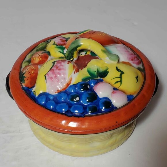 Gold Castle Fruit Trinket Box Japan Vintage - Picture 3 of 9